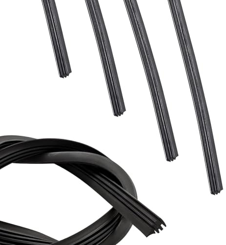 WZP 4 PCS Wiper Blade Refill, 28 inch Cuttable Rubber Wiper Blade Inserts, Replace for Front Rear Windshield Wiper Baldes Strip, Universal for Most Vehicles (Black)