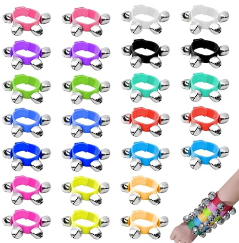 YMTWSRY 26 cascabeles de muñeca, 13 colores, pulseras de campanas de mano, instrumentos musicales para niñas, niños y adultos, decoración de fiestas, cumpleaños, fabricantes de ruido