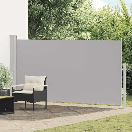 Ausziehbare Seitenmarkise 160x300 cm Grau, UV-beständiger Polyesterstoff für Außenbereich, ideal für Terrasse, Balkon & Garten, effektiver Sonnen-, Sicht- & Windschutz