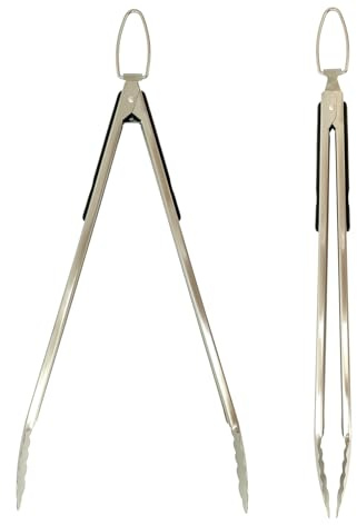 UPTALY Lot de 2 pinces à barbecue extra longues de 45,7 cm en acier inoxydable avec long manche, pince à nourriture de grande taille, pince de service épaisse pour cuisine, grill, barbecue, buffet