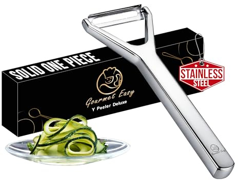 Grönsaksskalare, ultraskarp potatisskalare, bäst för grönsaker och frukt, sömlös design i ett stycke, skala av båda sätten - vänster och högervänlig, diskmaskinssäker, 5 års garanti