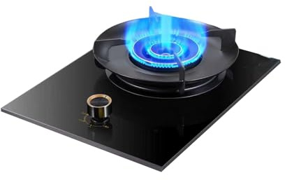 Cuisinière À Gaz Portative, Flamme Tourbillonnante Double Couche De 5,0 KW, Support Casseroles En Fonte Verre Trempé, Avec Protection Contre Les Flammes, Compatible Sources GPL/NG(Black,LPG)