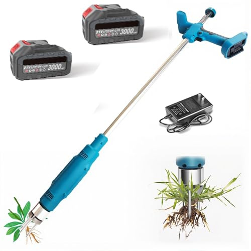 Herramienta Extractora De Malas Hierbas Eléctrica, Removedor De Raíces Inalámbrico Con 2 Baterías De 3000 Mah, Desmalezador De Pie Eficiente De Un Cuerpo Para Césped Y Jardín, Fácil De Usar