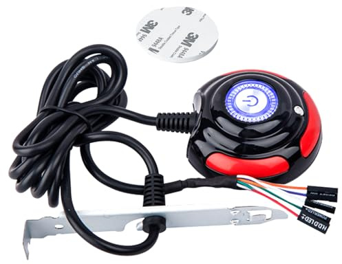 Copapa Câble rouge 1,7 m (67) pour ordinateur de bureau avec interrupteur à bouton de réinitialisation du disque dur et lumières LED blanches bleues (rouge)