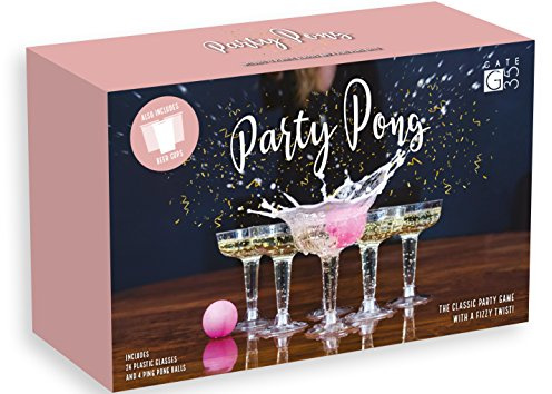 Gate 35 Beer Pong Game Set: 12 Plastic Champagne Glasses & 4 Ping Pong Balls, Adults' Game for Parties & Gatherings