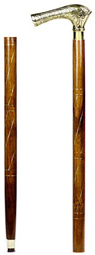 Deko-Gehstock aus Palisander, Aluminium & Messing | Full Size Gehstock Für Männer & Frauen | (Wired Wood, Regular Steampunk)