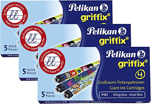 3x griffix Patronen für Füller, Pelikan, königsblau
