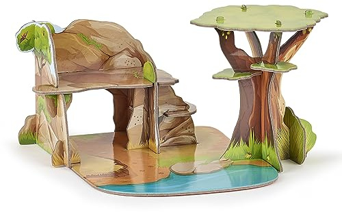 Papo - Mini Savane Environnement Display, Monde des Animaux Sauvages Multicolore pour Enfants dès 3 Ans - Exploration de la Biodiversité Africaine