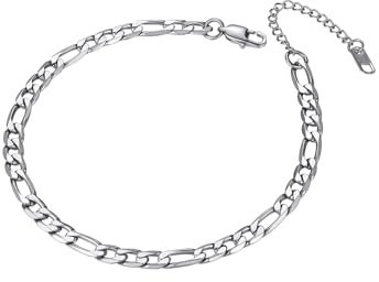 Richsteel Fußkette für damen Sommer Fußkettchen Panzerkette Figarokette Weizenkette Fußschmuck verstellbare Fußkette mit Geschenkebox