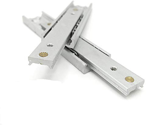 Powertool Schubladenschienen, Kugellager, 1 Paar, 16 mm, 2-fach, strapazierfähig, 50 kg Tragkraft, Vollauszug, Seitenhalterung für Aktenschränke (Silber)