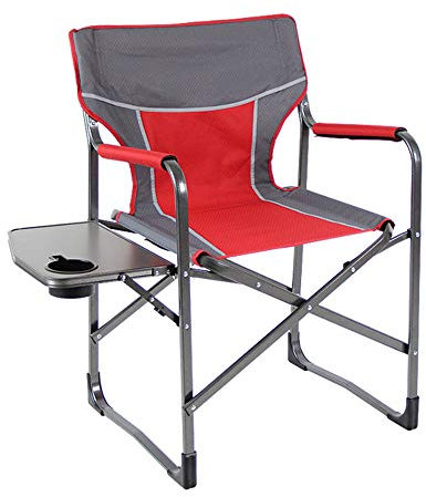 Outdoor-Stuhl Tragbarer Regiestuhl, der den atmungsaktiven Aluminiumkampierfischen-Gartenstuhl faltet, stützt 300lbs, Beistelltisch, Hochleistung und langlebiges Gut Campinghocker (Color : Red)