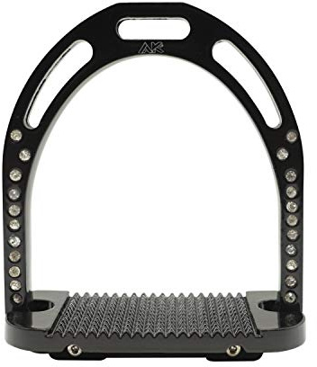 AK Aluminum Light Weight Horse Riding Equestrian Stirrups with Rhinestones (4.75 INCHES, Black)