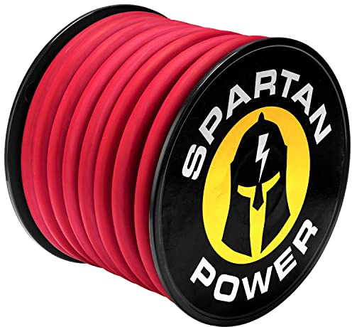 Spartan Power Welding Lead & Car Battery Cable - DIY Bulk Automotive Grade Copper Wire - 600 Volt, 2/0 AWG, 15 Foot, Red