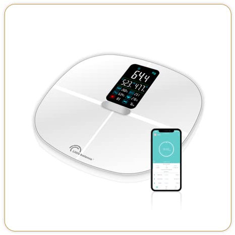 LITTLE BALANCE 8464 Cardio Connect 4 Classic Impédancemètre, Verre trempé, Blanc