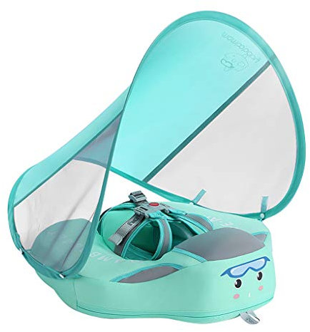 Bouée Bébé de Piscine Natation pour bébé avec Parasol, Solide, Non Gonflable, Flotteur Bébé Gonflable avec Pare Soleil Anneau de Bain Bébé Siege de Piscine pour Bébé de 3 Mois à 36 Mois (A)