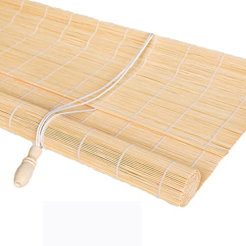 Bambusrollo Wetterfest Bambusrollo Blickdicht Praktisches Sonnenschutz und Sichtschutz Rollo für Balkon Fenster Terrasse Garten,B,70x120cm/28x47in