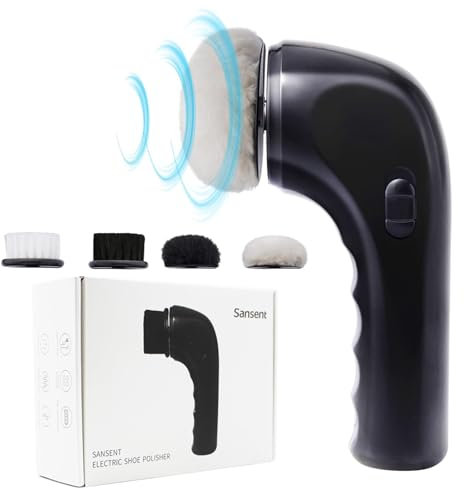Electric Shoe Shine Kit, Sansent Electric Shoe Polisher Brush Shoe Shiner Dust Cleaner Portable Leather Care Kit for Shoes (Black, M)