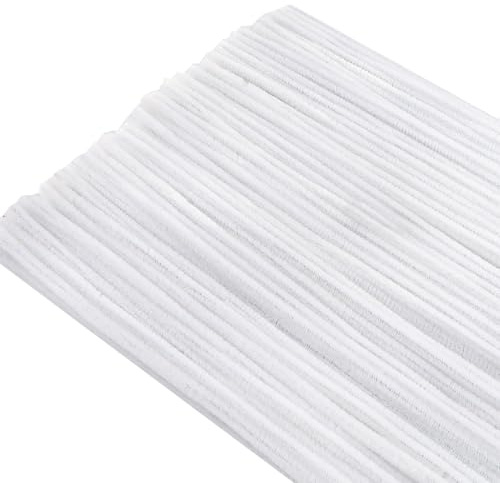 TOAOB 100 Stück Pfeifenputzer zum Basteln Pfeifenreiniger Weiß | Chenilledraht Lang 30cm und Breit 6mm, Pipe Cleaners für Basteln und Dekorieren Kunst Handwerk DIY