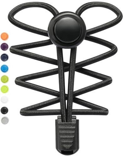 Stepace Lacci Scarpe Elastici con Sistema Autobloccanti, 2 Paia Lacci Delle Scarpe Senza Nodo Per Scarpe da Sport, Bambini, Adulti, Anziani Nere Solido