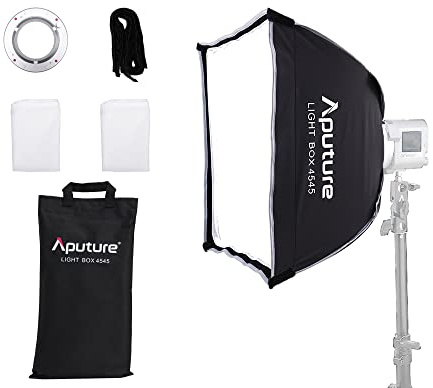 Aputure Light Box 4545 Boîte à lumière carrée Bowen avec grille de diffusion frontale pour photographie vidéo compatible avec Amaran COB 60 Series Amaran 100 Amaran 200 Series LED vidéo lumière