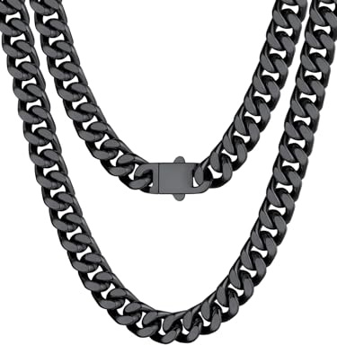 Bestyle Halskette Herren Kette Miami Panzerkette aus Edelstahlkette Kubanische Schmuck Männer Hip Hop Länge 45/50/55/60/65/71/76cm Breite 5/7/9/12mm