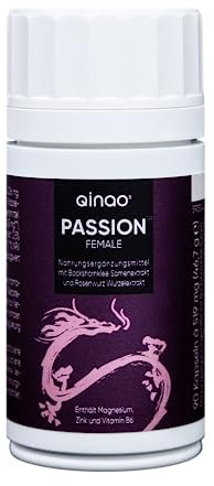 Qinao® PASSION Female BOTTLE 90 Kapseln | Pflanzlicher Libido Booster für Frauen, einzigartige Kombination aus natürlichen Pflanzenextrakten | Entwickelt und produziert von Apothekern in Deutschland
