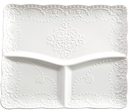 White Divided Plates, Diet Plate for Weight Loss for Women Portion Control Plates for Microwave Dishwasher - Round and Rectangle (Color : 10-White)