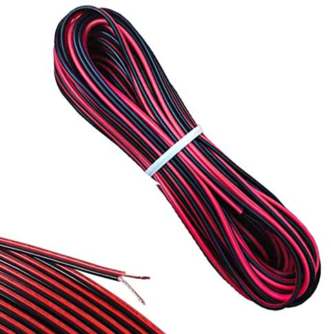 10 Meter 22AWG Elektrischer Drah 2 Adriges Kabel Rot Schwarz Verzinnter Kupferdraht Zwillingslitze Flexibler PVC Kabel für Einfarbiges LED-Streifen Verlängerungskabel