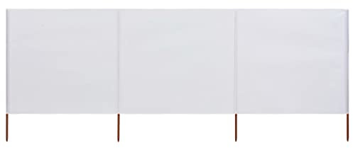 Annlera 3-teiliges Windschutzgewebe 400x80 cm Sandweiß Senkrechtmarkise Außen Paravent Outdoor Wetterfest Trennwand Garten Balkon Sichtschutz für Garten Terrasse Windschutz Und Privatsphäre Schutz