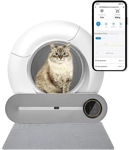 GEJLELDS Self-Cleaning Cat Litter Box Tray, No Scooping Automatic Cat Litter Box Robot with Large Capcity/Safety Protection/Odor Removal/APP Control for Multiple Cats