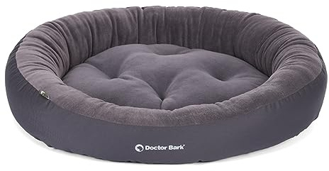 Doctor Bark Hundekorb Kleine Hunde, Hundebett Weich, Rund, Flauschig - Kuscheliges Hundenest mit Wendekissen Fleece/Baumwolle - GreenLabel Hunde Bett (S - 50x40 cm, Grau)