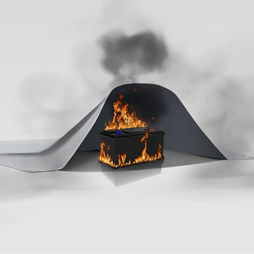 FLASLD Feuerfeste Lithium-Batterieabdeckung, 101,6 x 101,6 cm, schnellste und einfachste Möglichkeit, kleine Brände zu isolieren und zu löschen, Feuerlöschdecke für E-Scooter und E-Bike, Grau