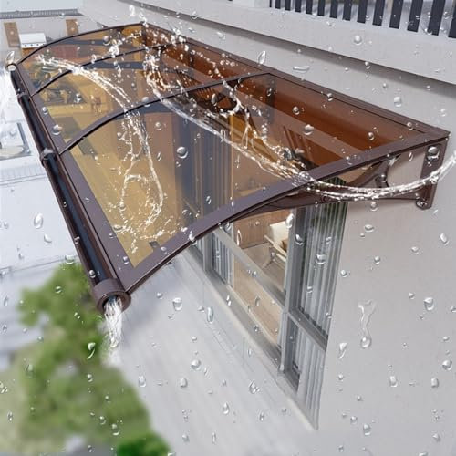 Extérieure Auvent Fenêtre Marquise De Porte D'Entrée,Toit Abri Protection Contre La Pluie Et UV Auvent De Patio,Toit Marquise Abri Protection Aluminium,Polycarbonate Auvent De Incurvé Avec Évier. ( Co