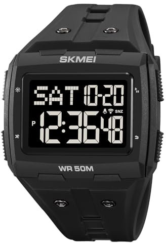 Reloj de pulsera cuadrado militar para hombre, digital, esfera rectangular, reloj de silicona para personas mayores, reloj militar, reloj deportivo, reloj táctico, para exteriores, 5 ATM, resistente