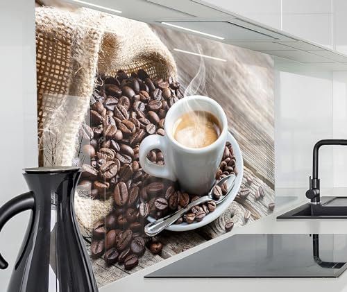 timalo Spritzschutz Wand für Herd, Küche Küchenrückwand Glasoptik | Acryl Glas 2mm | Glasrückwand Acrylglas Wandpaneele Rückwandschutz Platte | 60x40cm Kaffee Vintage