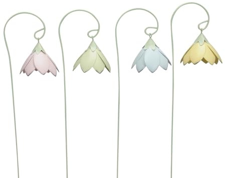 ETC dekorative fröhlich Bunte Mini-Blütenpicks Mini Blumen-Stecker als Glockenblume ca. 8 x 6,5 cm Mengeneinheiten (8, rosa grün blau gelb)