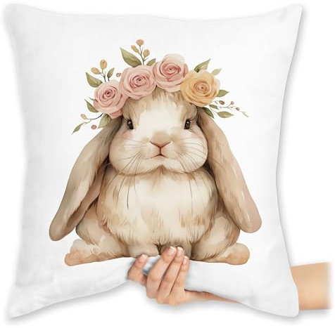 Kissen 40 x 40 cm - Süßer Hase Ostern I Osterhase Geschenke I Osterüberraschung I Oster Hase - 40 x 40 cm - Weiß - kaninchen-kissen osterhasen hasen zierkissen hasenmotiv ostern￼ sofakissen