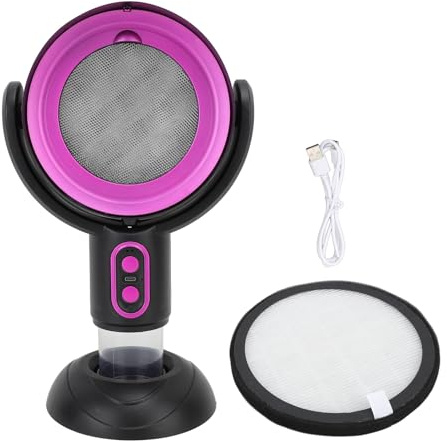 Desktop Range Hood Portable Kitchen Exhaust Fan USB Powered 5V 8W 2 Gear Speed Removable Filter and Oil Storage Cup Prevent Smoke Spread Effective Compact (Black and Purple)