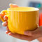 Taza de té de 650 ml, taza de café XXL, taza de cerámica con asa, tazas grandes de café, té, cereales, sopas, café, cuenco, porcelana, taza de sopa con asa (amarillo)