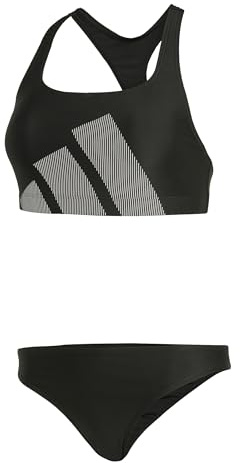 adidas Mujer Big Bars C-Back Bikini Set Swimwear, Black, 38