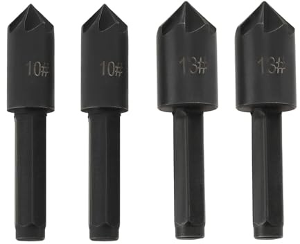 VGOL 4Pcs 7 Flute 10MM 13MM 1/4-Inch Hex Shank Drill Bits Chamfer Tool Woodworking Countersink Carbon Steel