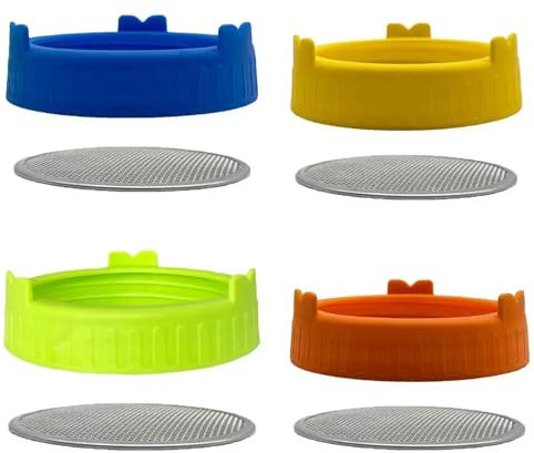 4 Stück Sprossenglas Deckel, Edelstahl Keimglas Deckel 86 mm Keimglas Siebdecke für Wide Mouth Einmachglas, Sprossenglas Ersatzdeckel für Hülsenfrüchte, Brokkoli, Luzerne, Samen (86mm)