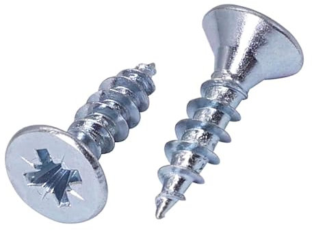 SKIR'CO (80 Stück) Verzinkter Stahl 5,0 x 25 mm Holz Schrauben, Pozidriv Senkkopf, Spanplattenschrauben, PZ Vollgewinde