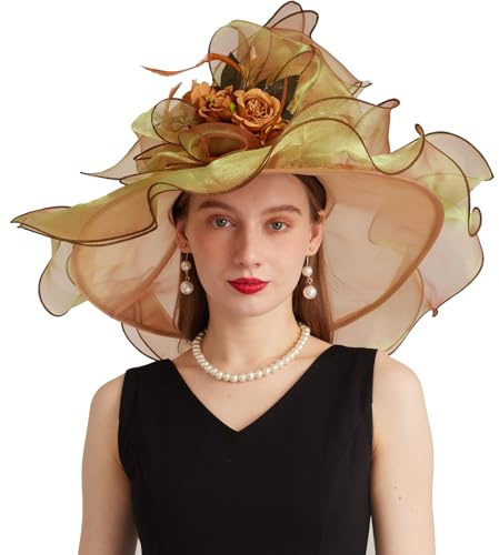 ORIDOOR Damen Hüte Stirnband Haarnadel Organza Fascinator Kirchenhut Blumen Teeparty Hochzeitshut, Einheitsgröße