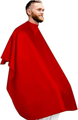 aashta® frisörkappa hårklippning, lätt frisör cape, professionell frisör cut och domastisk användning knappstängning 143 x 126 färg röd bomullsprodukt, Röd, XL