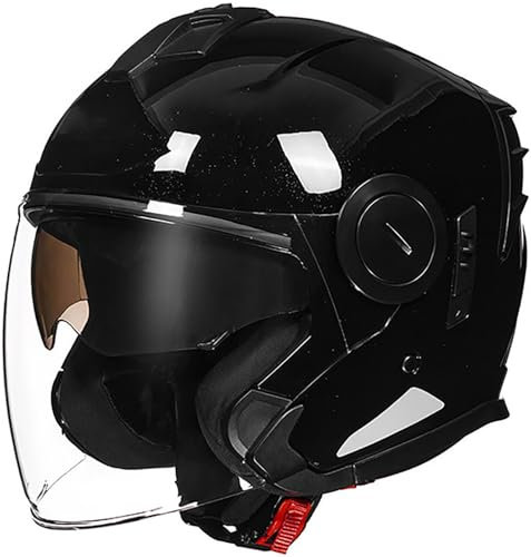 Retro Casque Moto Jet, Dot/ECE Homologué Casque Scooter Ouvert, Adulte Vintage Casques Bols Demi avec Double Visière, Casques Vintage À Face Ouverte pour Hommes Et Femmes 3,L=59-60CM