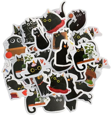 FFDHWU 92 Black Cat Stickers, Cute Stickers, Cartoon Graffiti Stickers, Can Be Used To Decorate Notebooks, Photo Albums, Scrapbooks, Guitars, Etc.