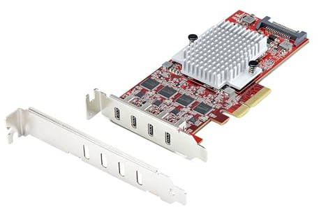 StarTech Scheda PCIe USB-C a 4 Porte, Basso Profilo (P10Q4C-USB-CARD-LP) | Scheda Espansione PCI Express 10Gbps, 4 Controller Indipendenti