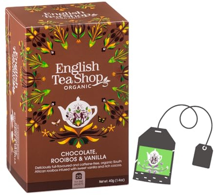 English Tea Shop | Tisana Rooibos Vaniglia Cioccolato | Rooibos BIO con Aromi Senza Caffeina - 20 Filtri | Infuso Rilassante Vaniglia Cacao