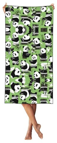 VPPUR Panda Bamboo Print Summer Bath Towels Cute Beach Towel Quick Dry Lightweight for and Travel